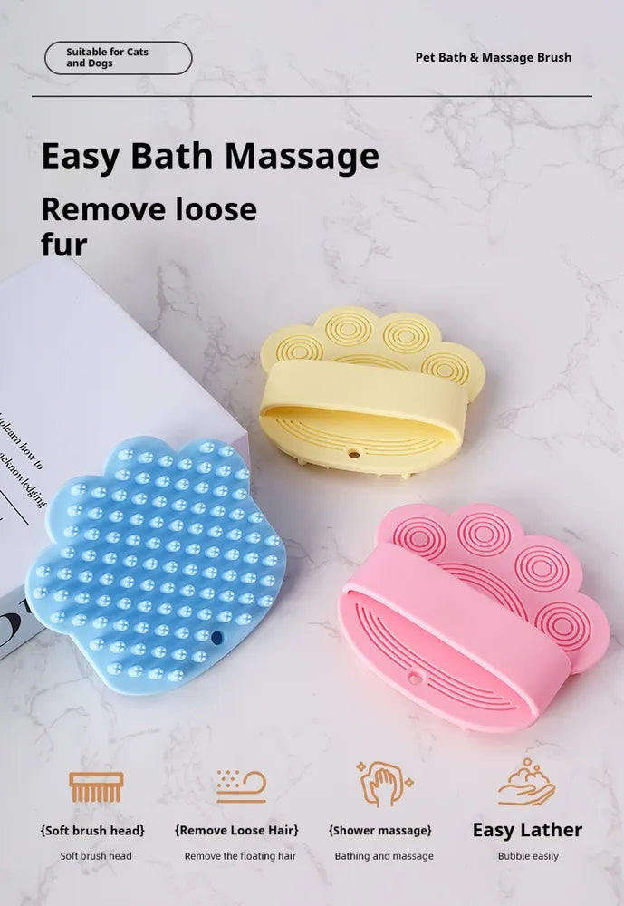 Rubber Dog Bath Brush – Pet Grooming, Shampoo, Massage & Hair-Removal Comb