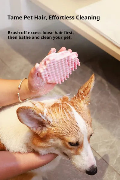 Rubber Dog Bath Brush – Pet Grooming, Shampoo, Massage & Hair-Removal Comb