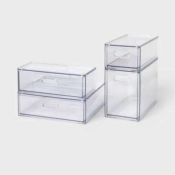 Clear Full-Depth Drawer Organizer Tray for Kitchen, Bathroom, Office and Vanity Storage