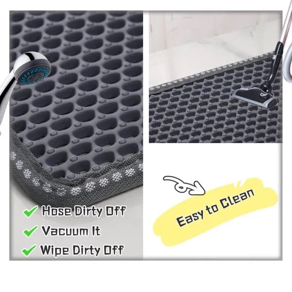 Double-Layer Cat Litter Trapping Mat, Waterproof EVA Floor Protector for Litter Boxes