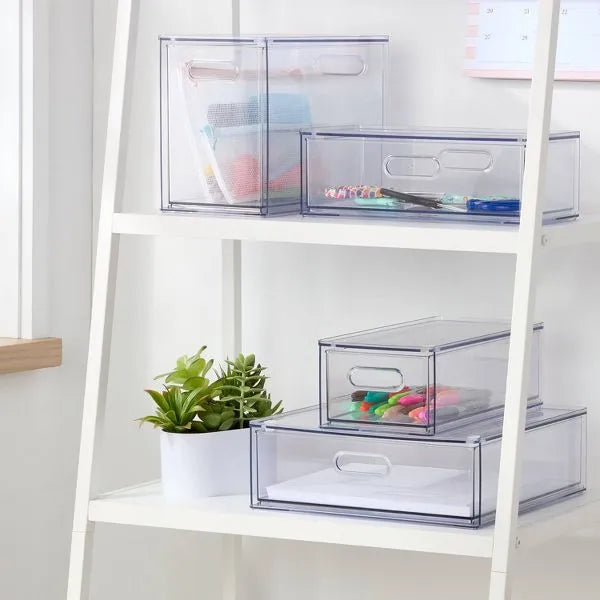Clear Full-Depth Drawer Organizer Tray for Kitchen, Bathroom, Office and Vanity Storage