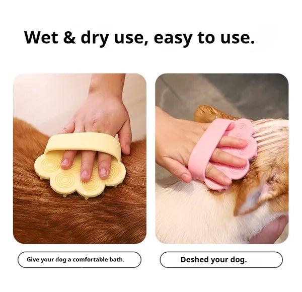 Rubber Dog Bath Brush – Pet Grooming, Shampoo, Massage & Hair-Removal Comb