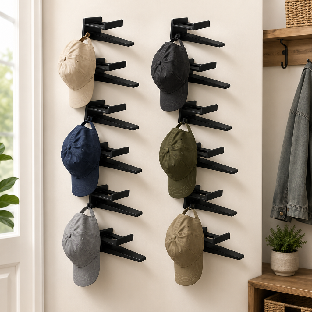12-Pack Adhesive Baseball Cap Hooks – Wall-Mount Hat Hangers for Closet, Bedroom & Entryway