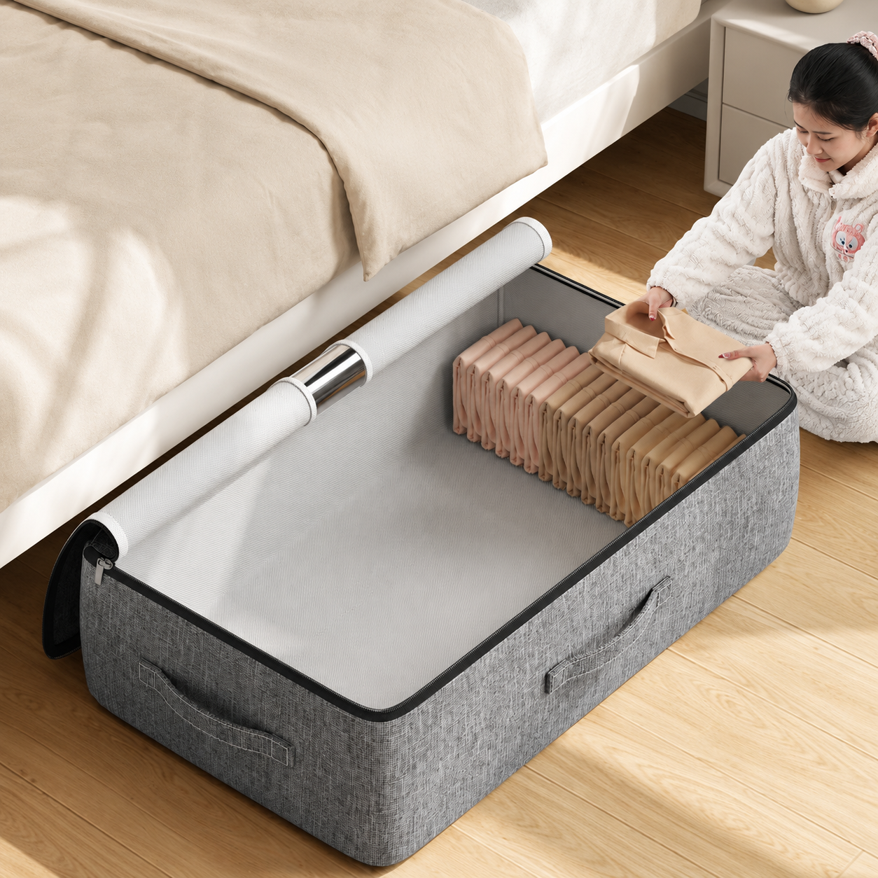 Extra-Large Underbed Storage Bag – Foldable Clothing, Quilt, Blanket & Wardrobe Organizer