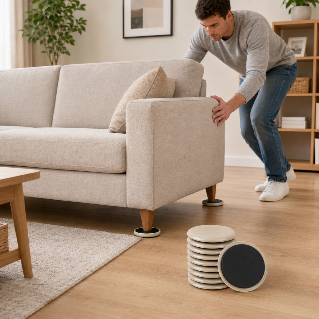 10-Pack Furniture Sliders – Reusable Floor Protectors for Hardwood, Carpet & Easy Moving