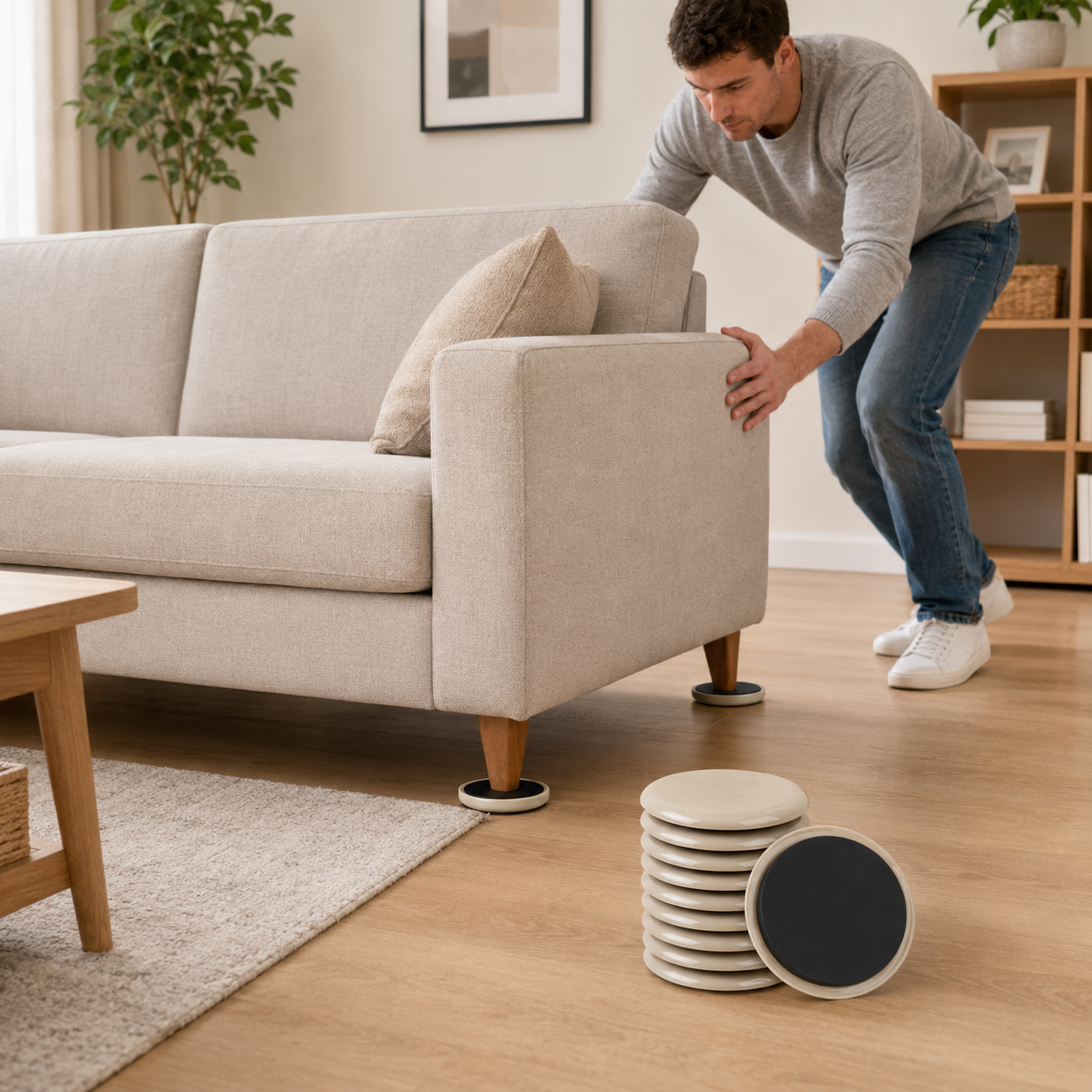 10-Pack Furniture Sliders – Reusable Floor Protectors for Hardwood, Carpet & Easy Moving