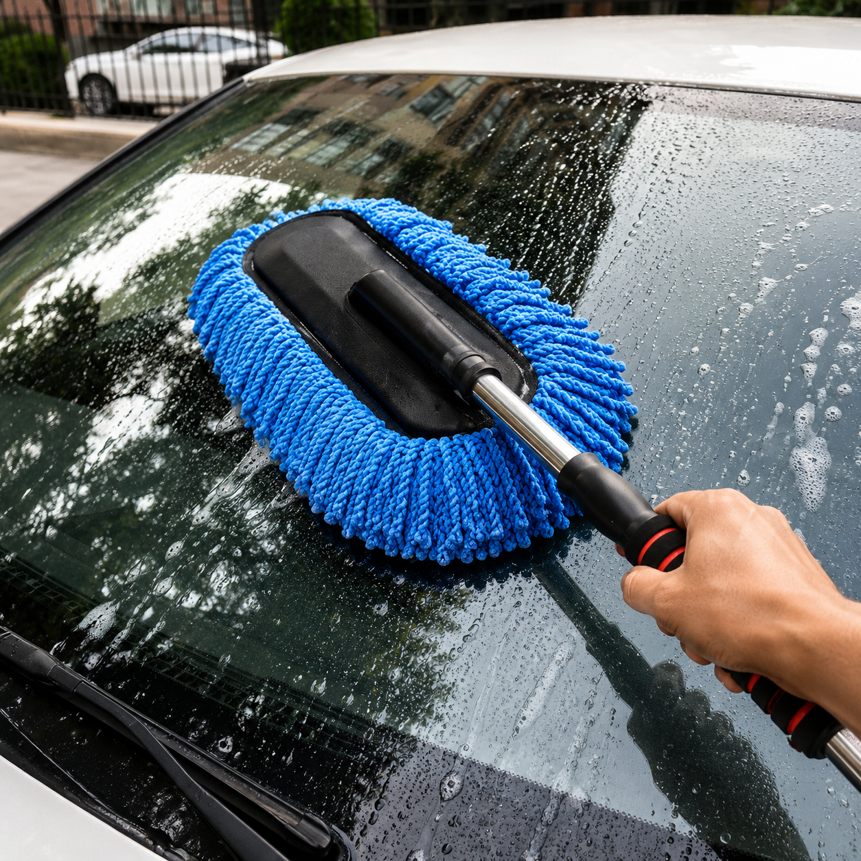 Microfiber Car Wash Brush Kit – Long-Handle Mop, Mitt, Sponge & Vehicle Cleaning Tools