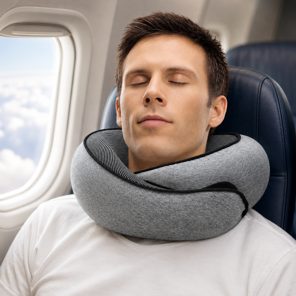 Memory Foam Travel Neck Pillow – U-Shaped Adjustable Neck Support for Flights, Cars & Rest