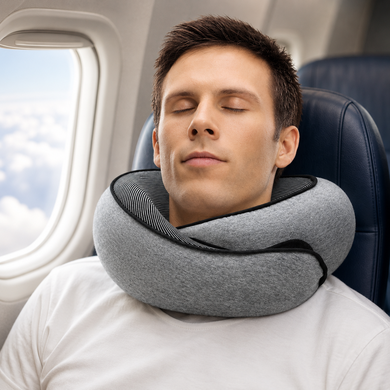 Memory Foam Travel Neck Pillow – U-Shaped Adjustable Neck Support for Flights, Cars & Rest