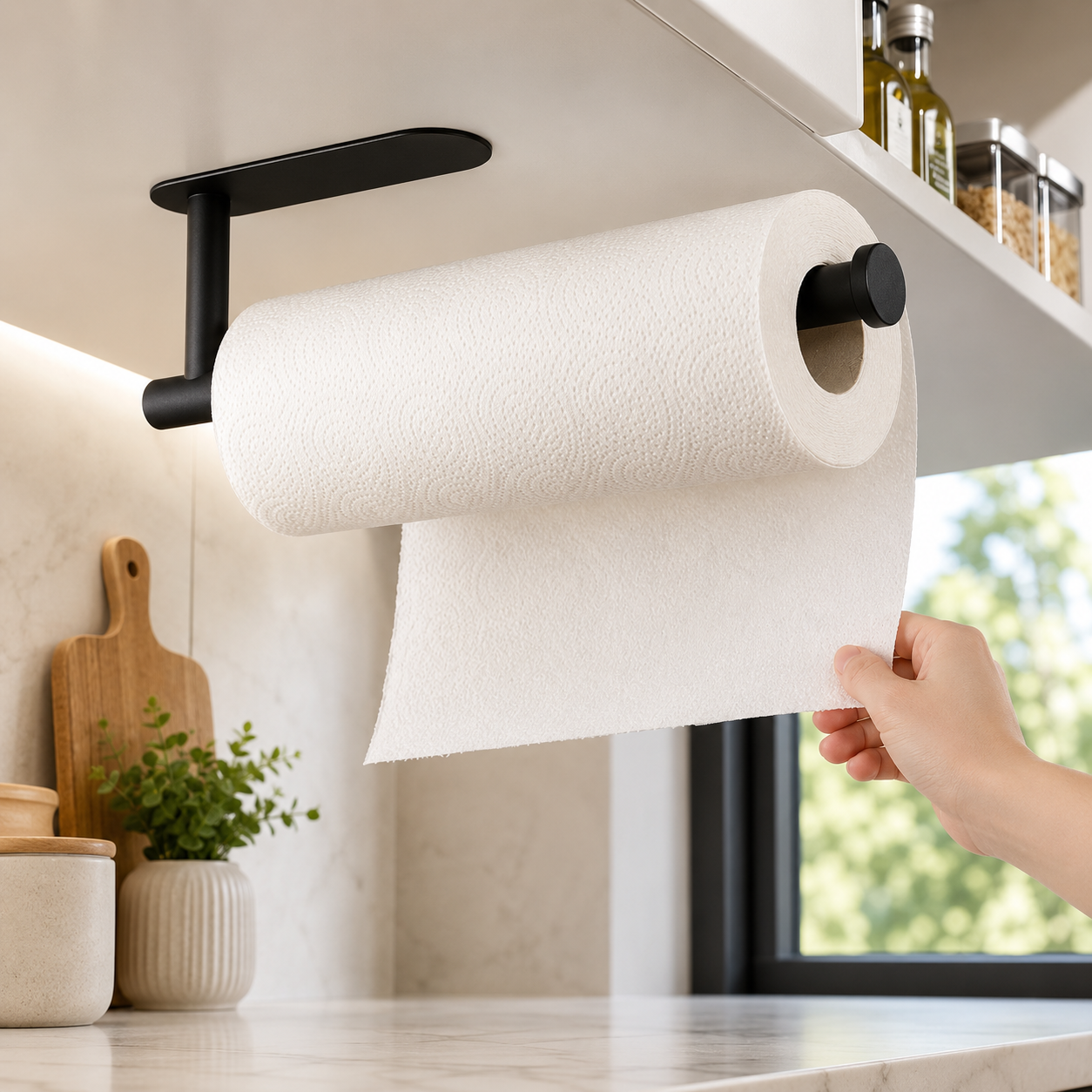 Adhesive Paper Towel Holder – Wall-Mount Kitchen Roll Dispenser & Bathroom Towel Rack