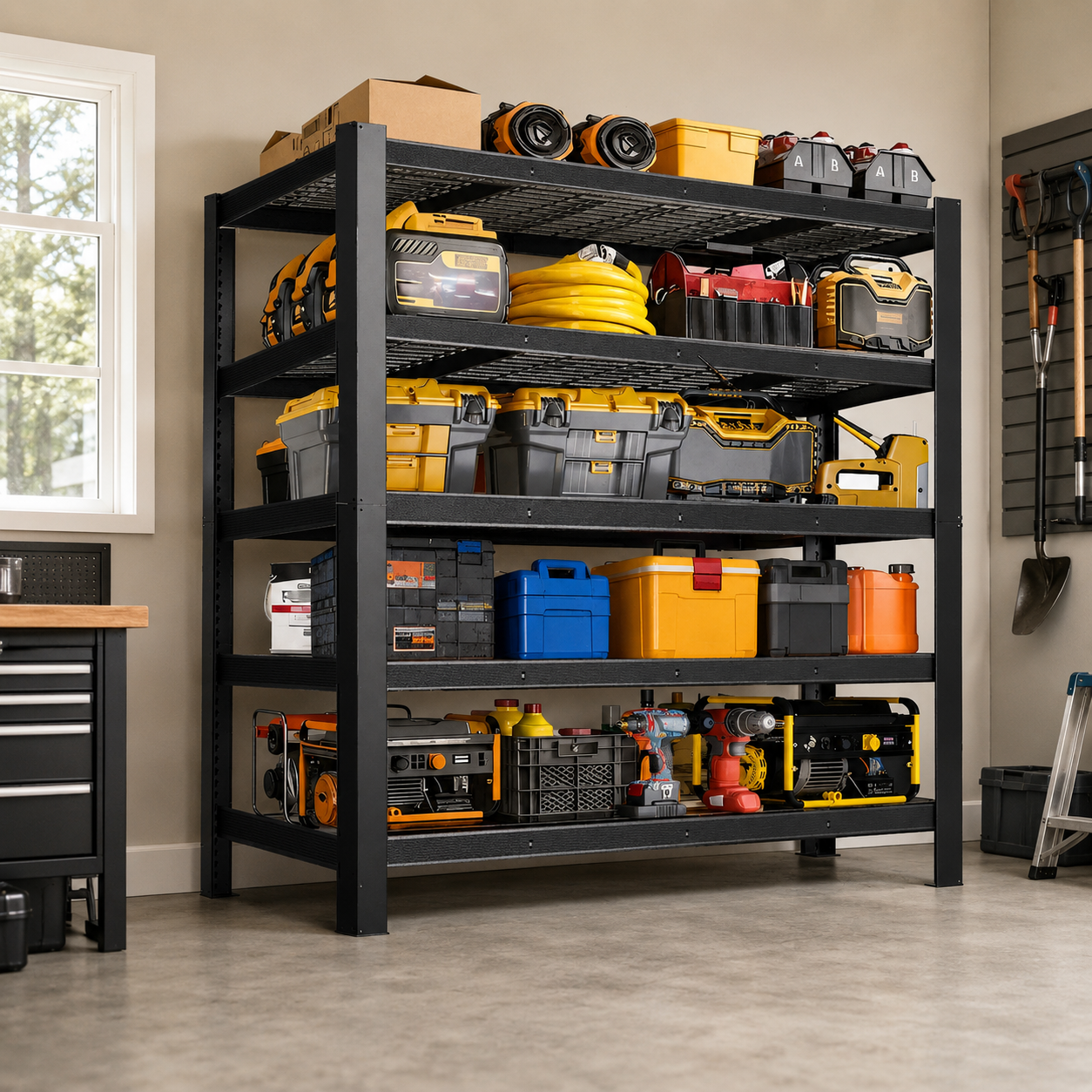 84-Inch Heavy-Duty Metal Storage Rack – Industrial Freestanding Garage & Warehouse Shelving