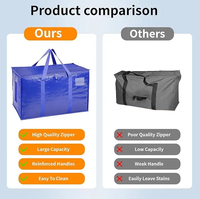 6-Pack Heavy-Duty Extra-Large Moving Bags – Zippered Storage Totes with Carry Handles