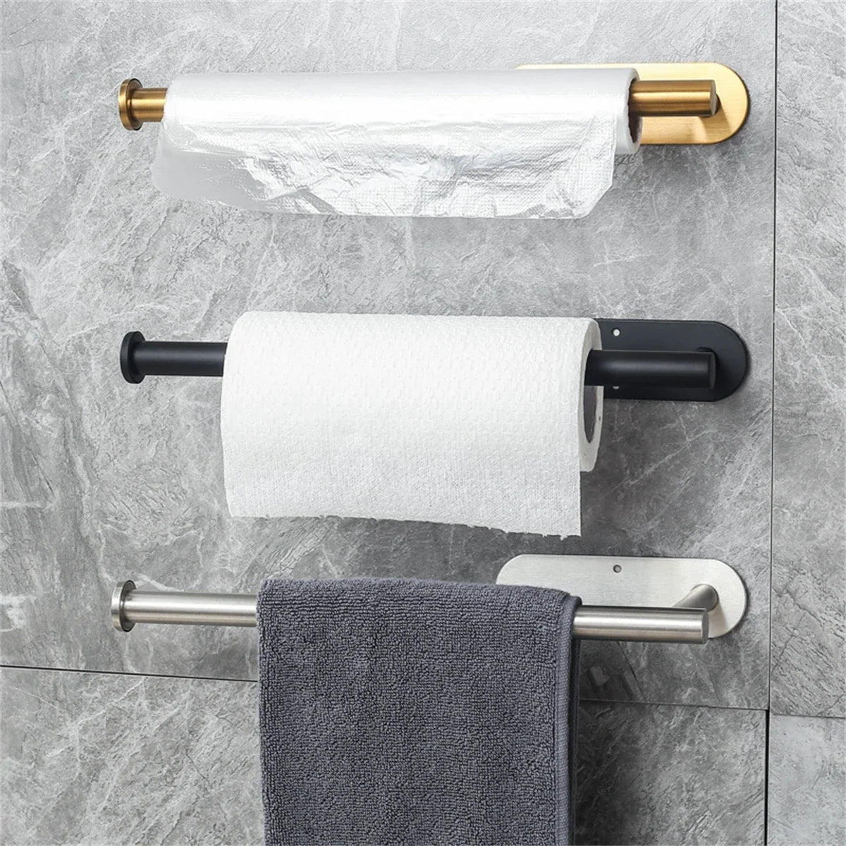 Adhesive Paper Towel Holder – Wall-Mount Kitchen Roll Dispenser & Bathroom Towel Rack