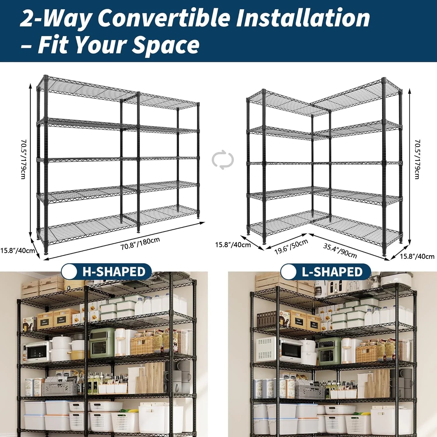 Heavy-Duty Metal Storage Shelves – Adjustable 4 or 5-Tier Utility Rack for Garage, Pantry & Commercial Use