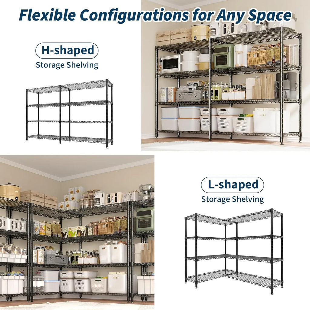 Heavy-Duty Metal Storage Shelves – Adjustable 4 or 5-Tier Utility Rack for Garage, Pantry & Commercial Use