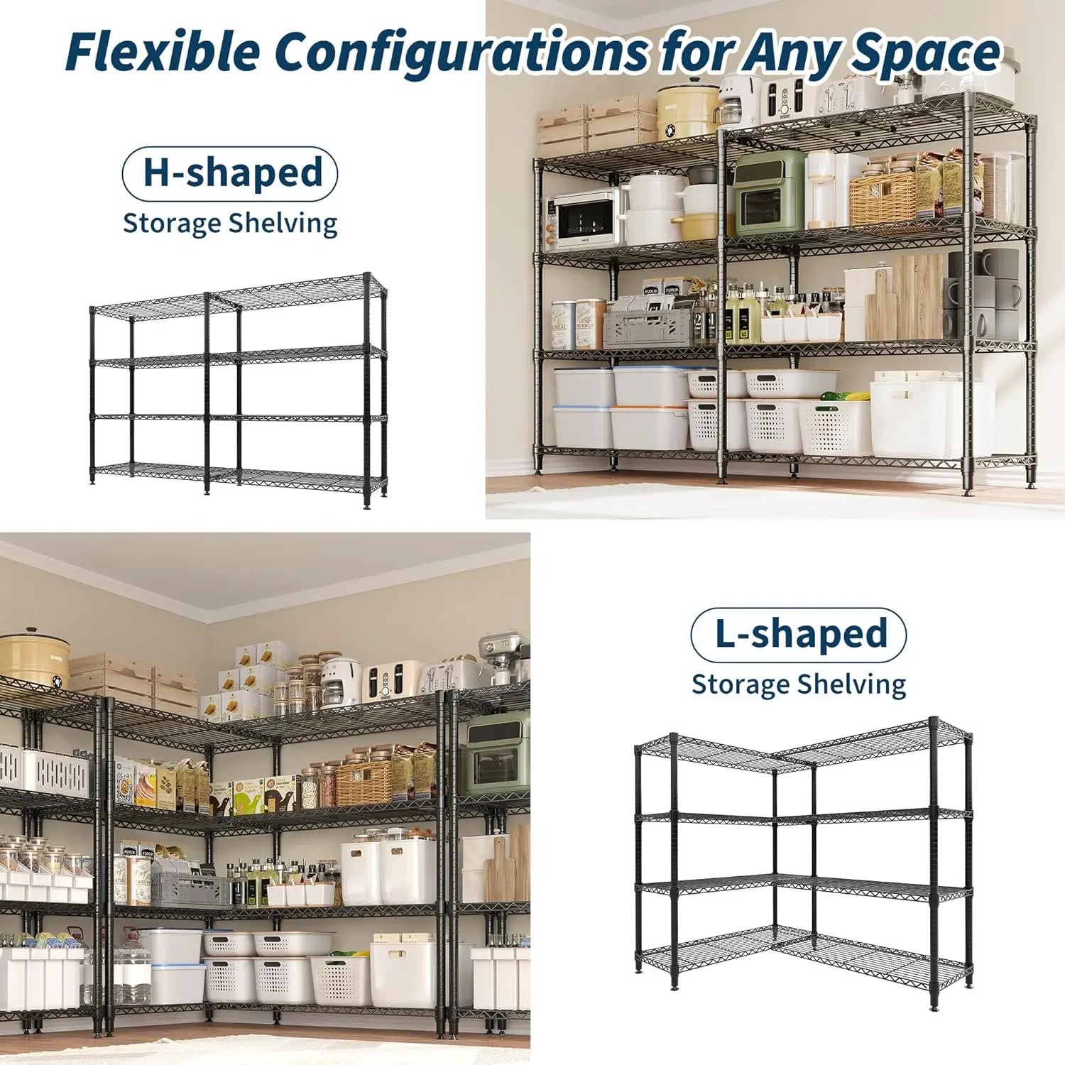 Heavy-Duty Metal Storage Shelves – Adjustable 4 or 5-Tier Utility Rack for Garage, Pantry & Commercial Use