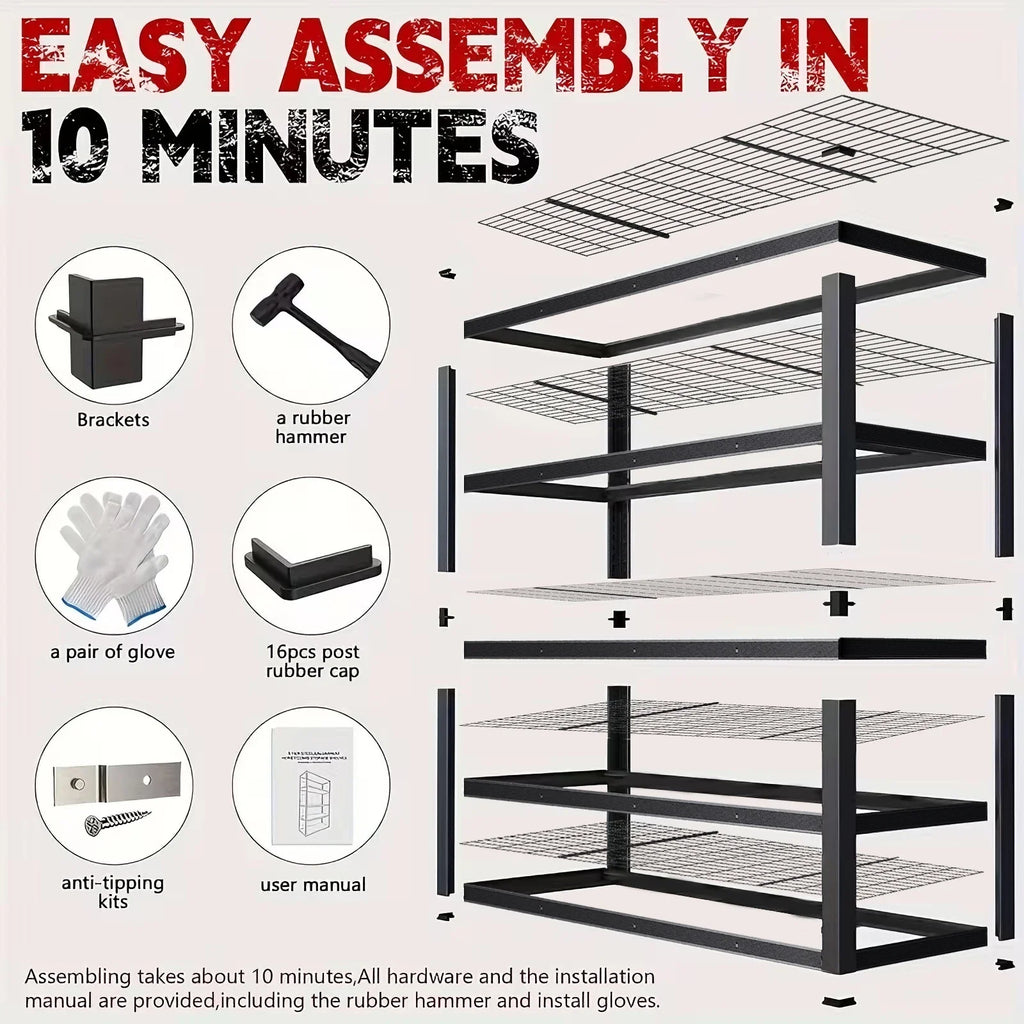 84-Inch Heavy-Duty Metal Storage Rack – Industrial Freestanding Garage & Warehouse Shelving