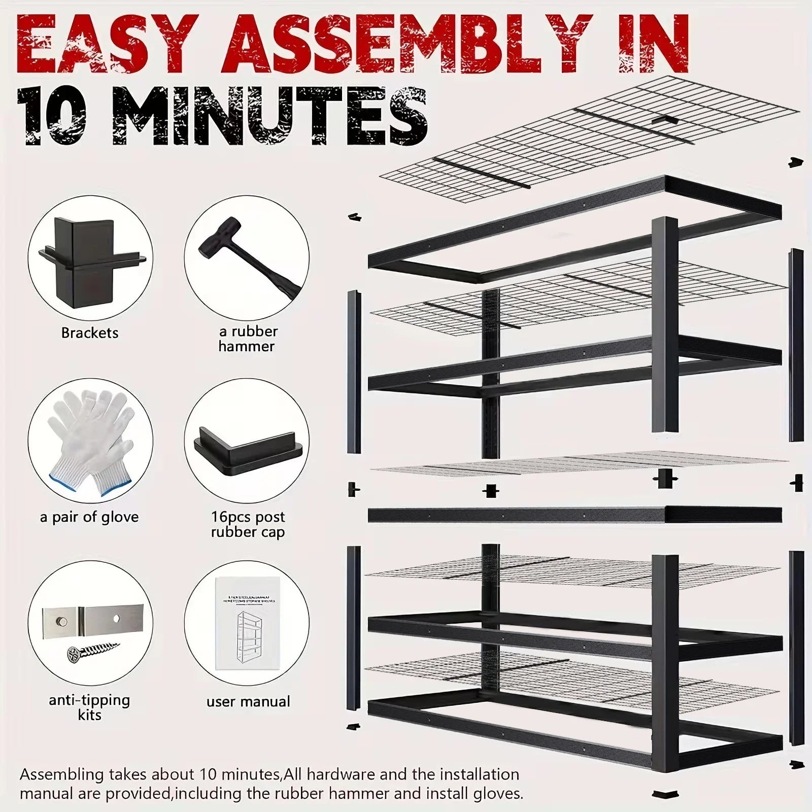 84-Inch Heavy-Duty Metal Storage Rack – Industrial Freestanding Garage & Warehouse Shelving