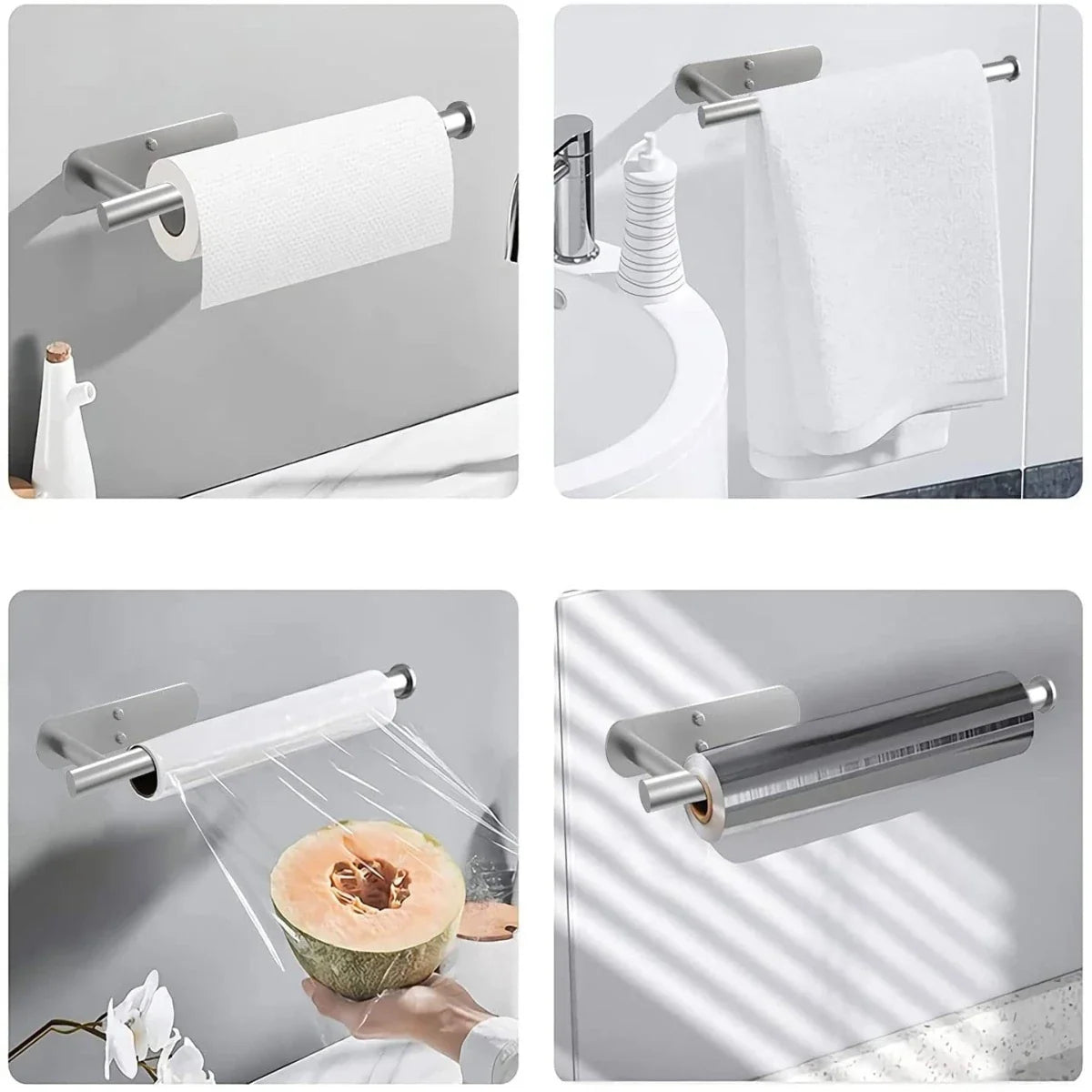 Adhesive Paper Towel Holder – Wall-Mount Kitchen Roll Dispenser & Bathroom Towel Rack