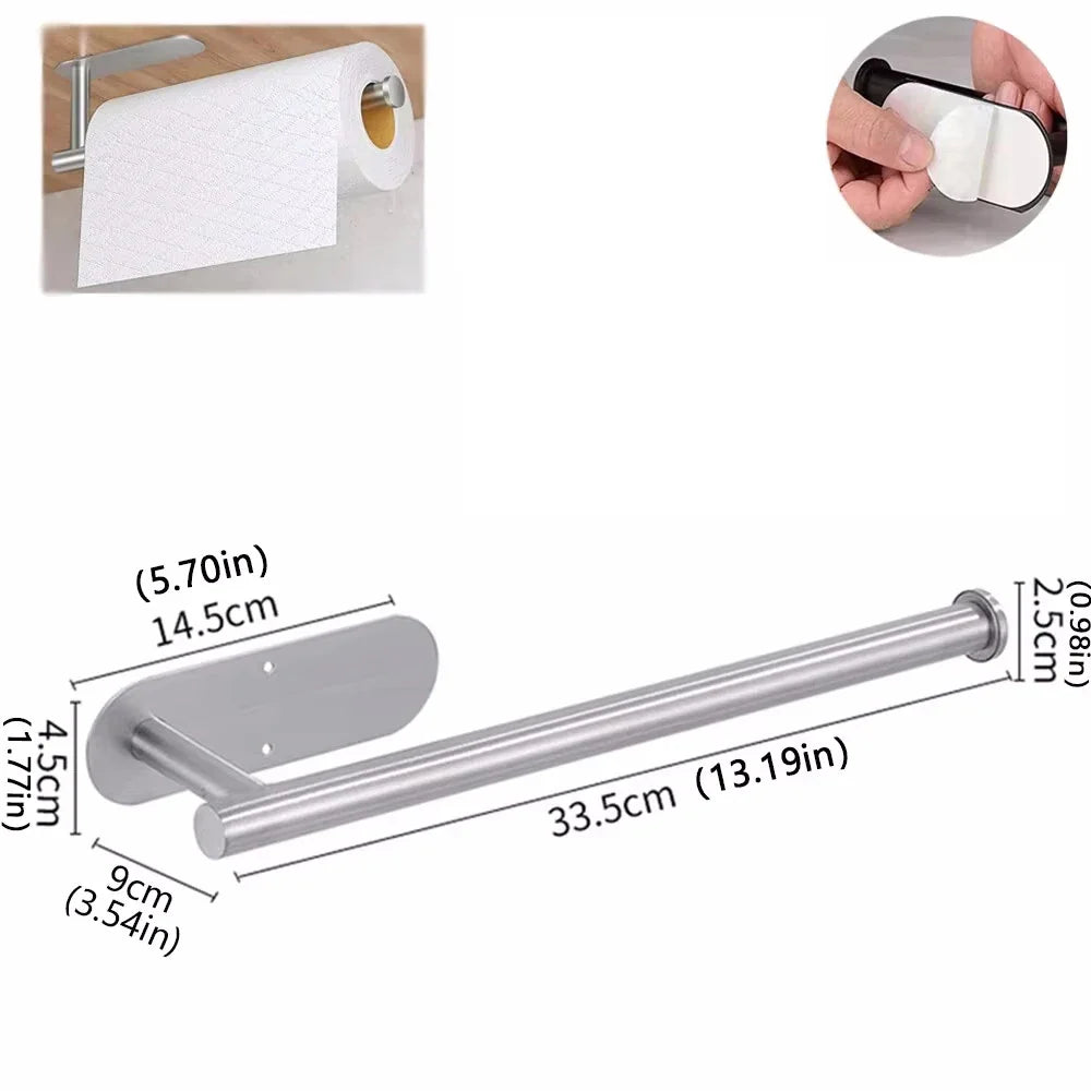 Adhesive Paper Towel Holder – Wall-Mount Kitchen Roll Dispenser & Bathroom Towel Rack