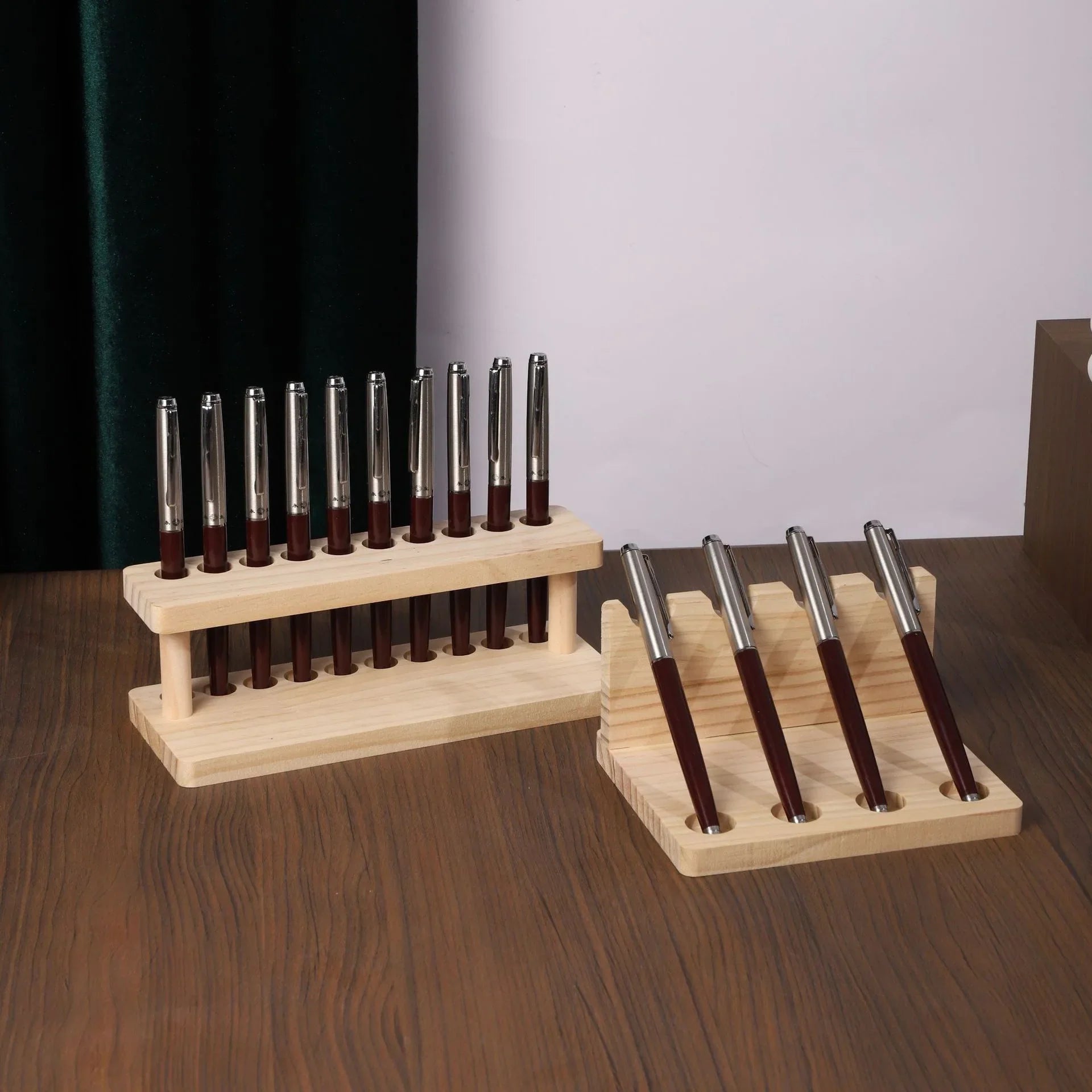 Walnut Wood Desk Organizer – Pen Holder, Phone Stand & Office Supply Storage Station