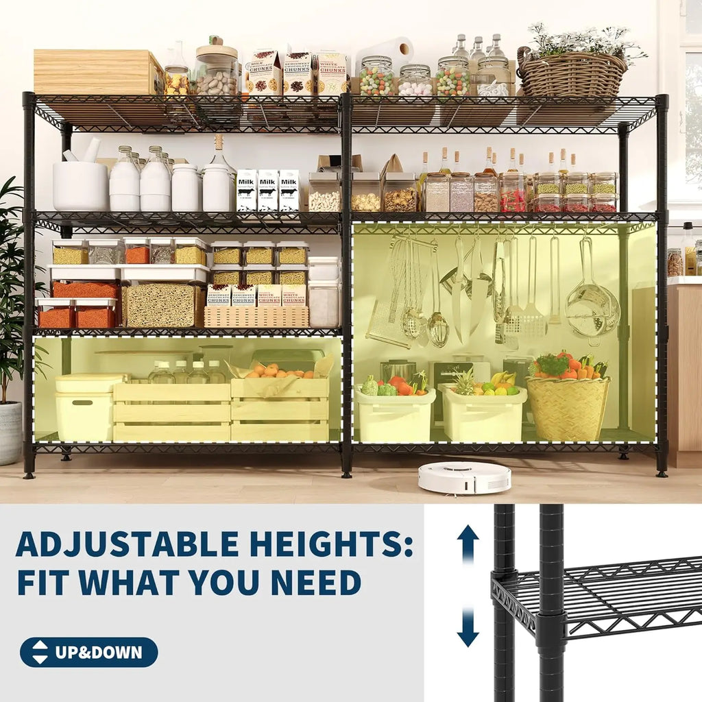 Heavy-Duty Metal Storage Shelves – Adjustable 4 or 5-Tier Utility Rack for Garage, Pantry & Commercial Use