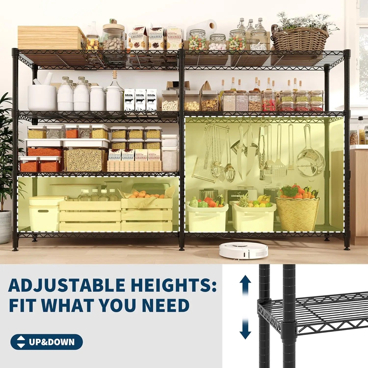 Heavy-Duty Metal Storage Shelves – Adjustable 4 or 5-Tier Utility Rack for Garage, Pantry & Commercial Use