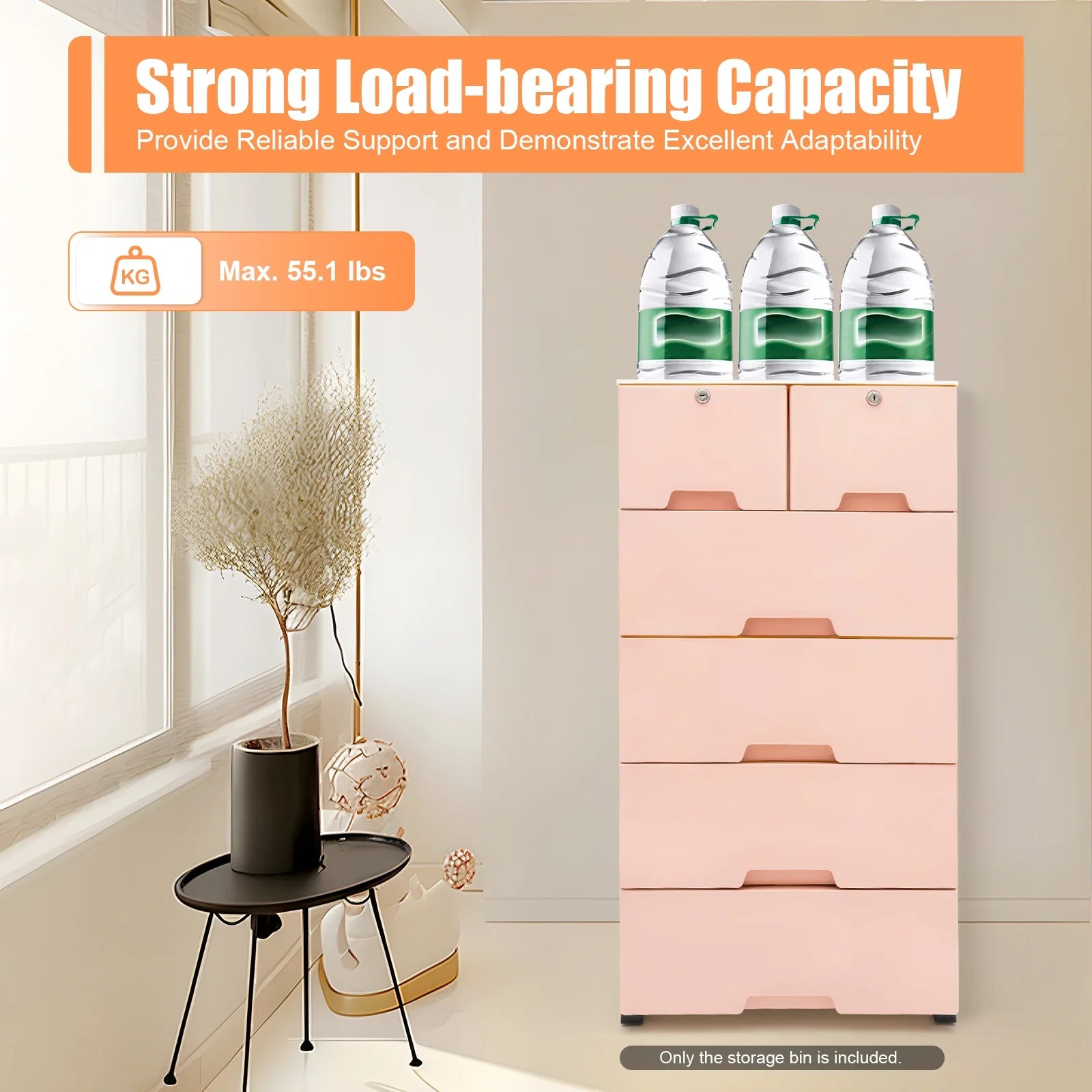 5-Tier Plastic Storage Cabinet – 6-Drawer Lockable Organizer for Bedroom, Closet & Living Room