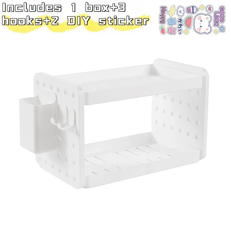3-Tier Desktop Organizer – Desk Shelf, Pegboard & Pen Holder for Office and Study Storage