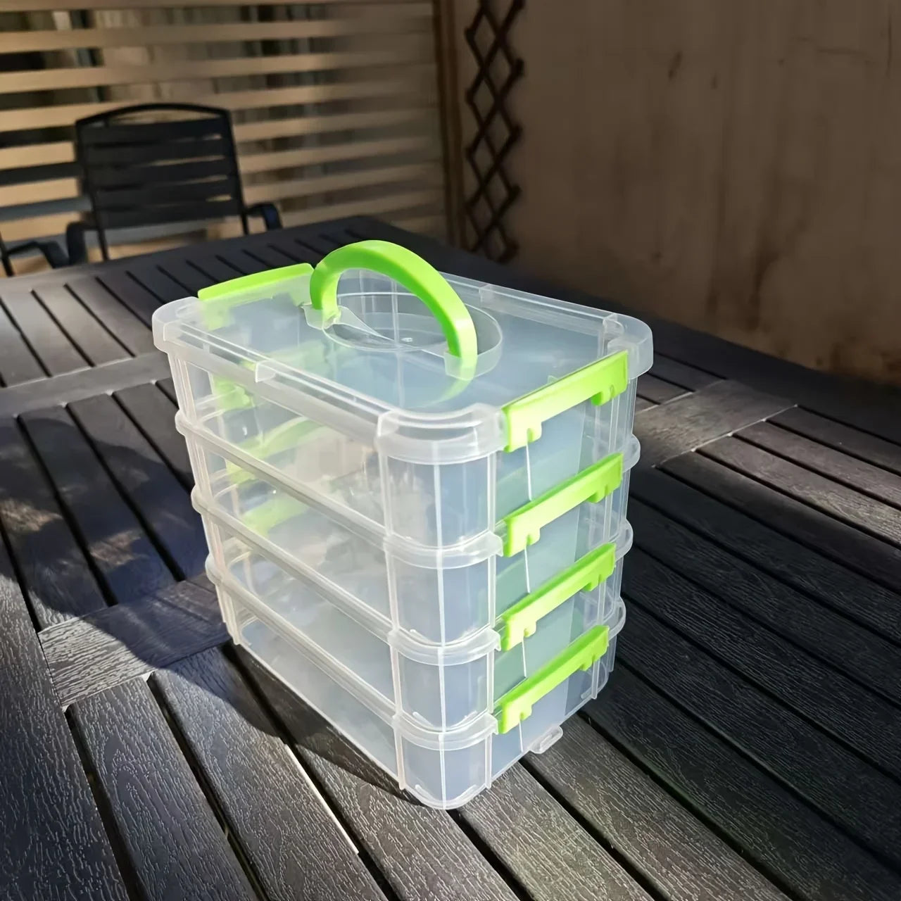 4-Layer Clear Plastic Storage Box – Portable Compartment Organizer for Crafts, Toys & Small Parts