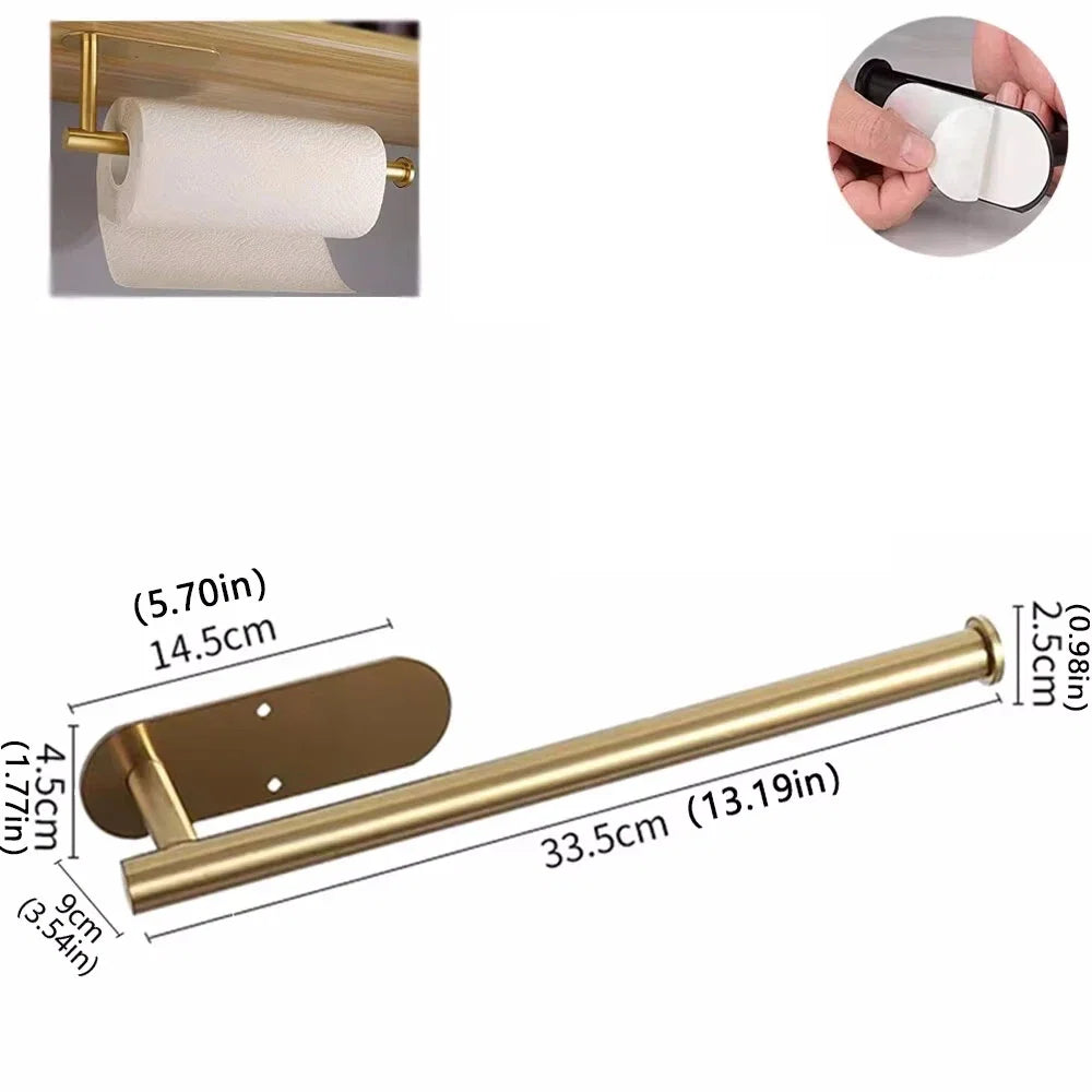 Adhesive Paper Towel Holder – Wall-Mount Kitchen Roll Dispenser & Bathroom Towel Rack