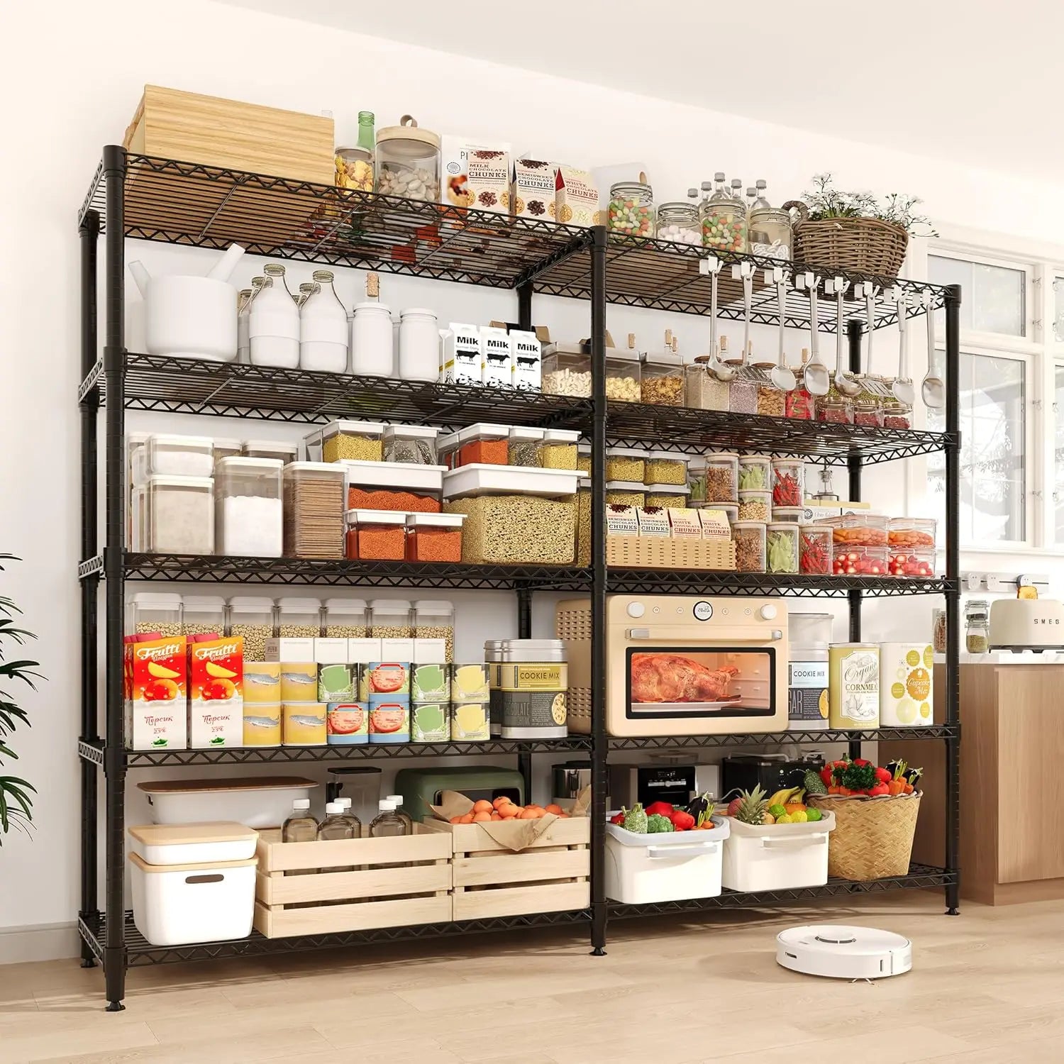 Heavy-Duty Metal Storage Shelves – Adjustable 4 or 5-Tier Utility Rack for Garage, Pantry & Commercial Use