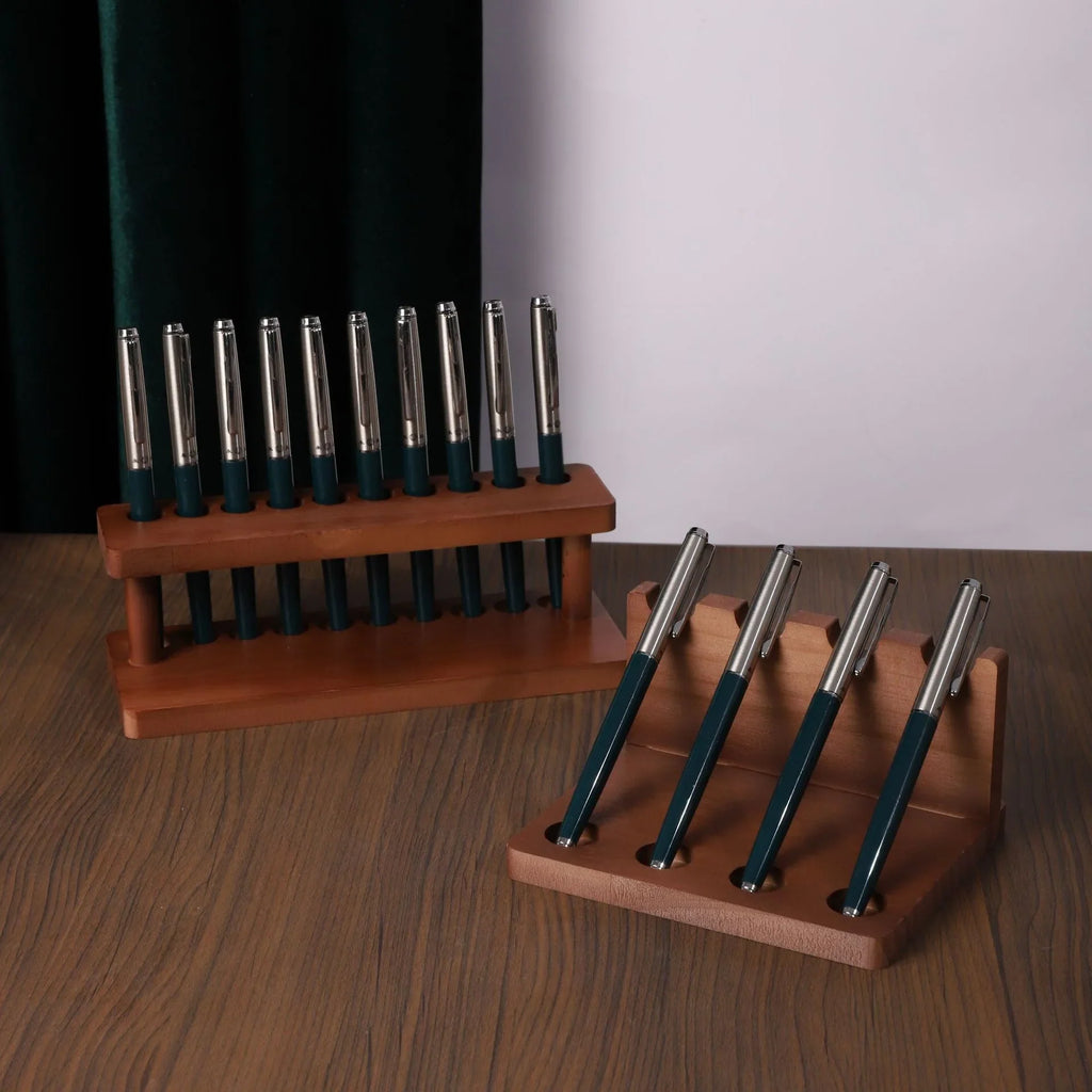 Walnut Wood Desk Organizer – Pen Holder, Phone Stand & Office Supply Storage Station