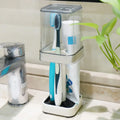 Covered Toothbrush Holder with Cup – Bathroom Toothbrush & Toothpaste Storage Organizer