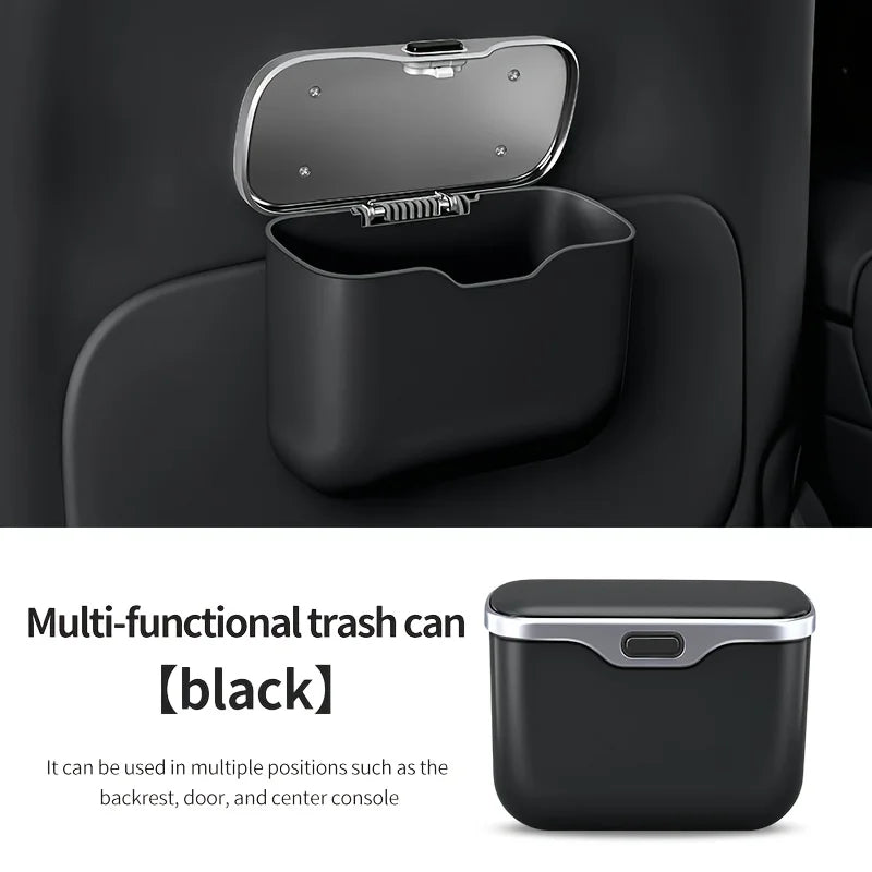 Car Trash Can with Lid – Hanging Wet/Dry Vehicle Waste Bin & Interior Storage Organizer