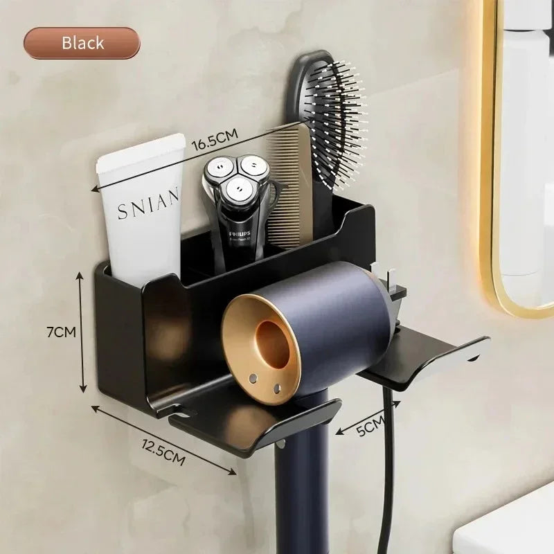 Wall-Mount Hair Dryer Holder – Suction Bathroom Organizer for Hair Dryers & Styling Tools
