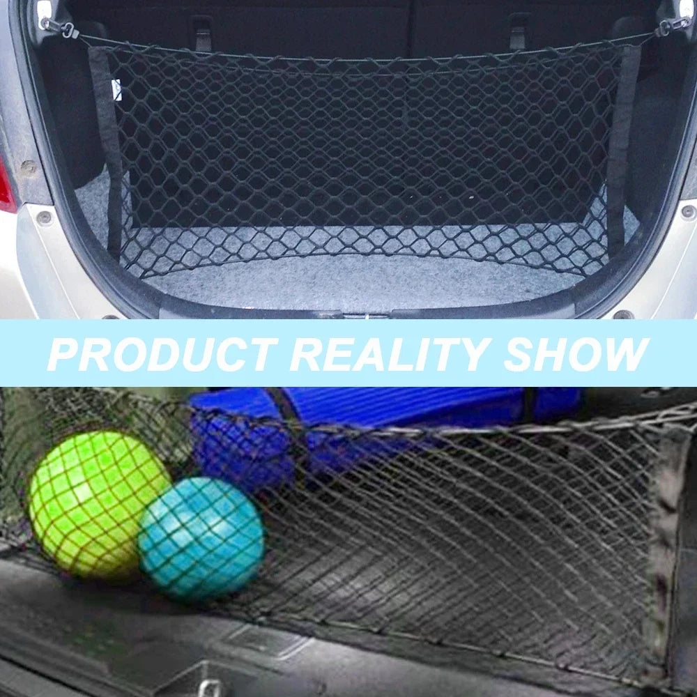 Elastic Car Trunk Cargo Net – Stretch Nylon Mesh Luggage & Grocery Storage Organizer