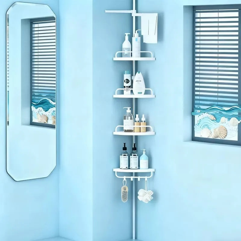 Corner Shower Bar Organizer – Floor-Standing Bathroom Towel Rack & Shower Storage Stand