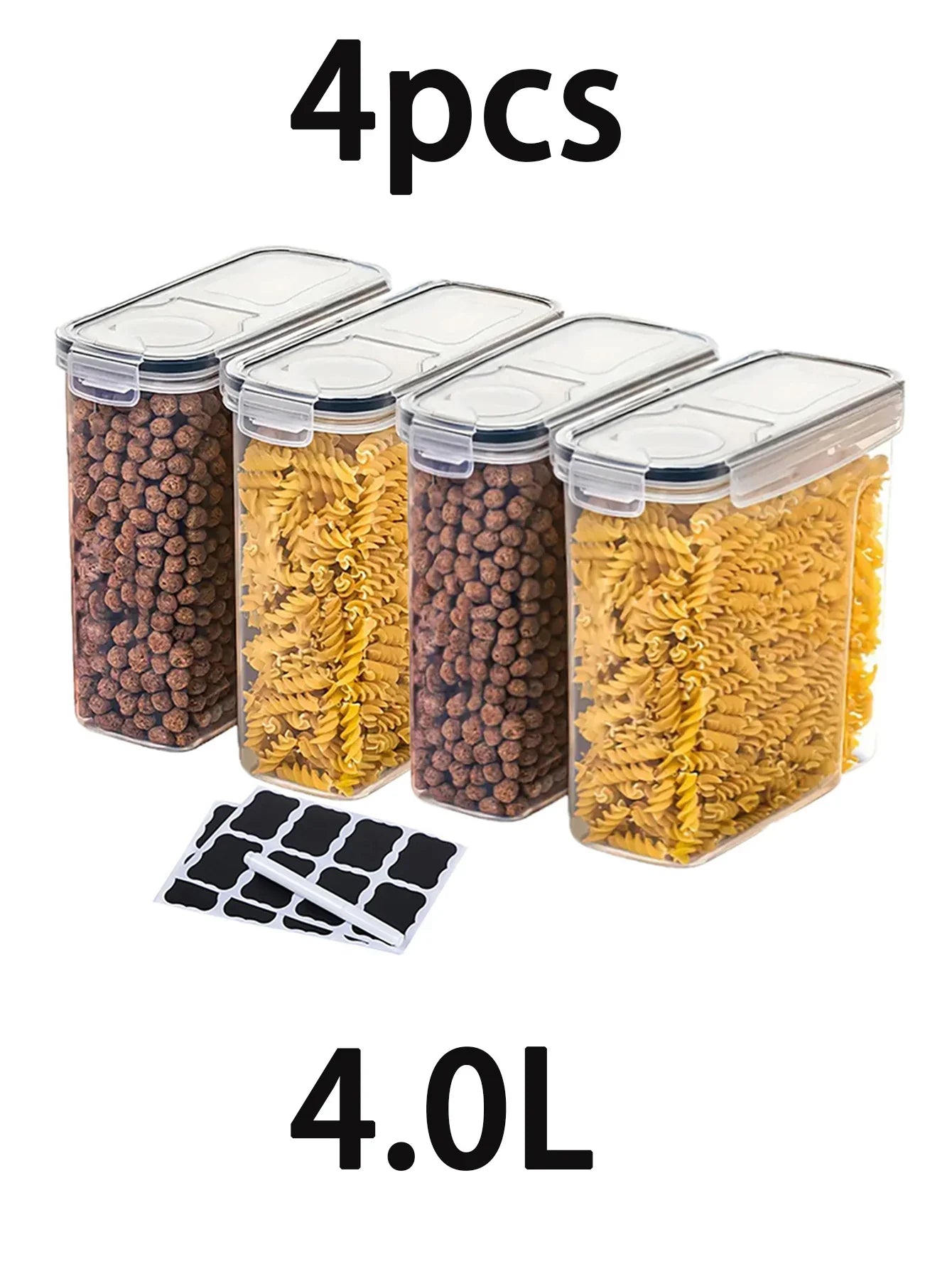 4-Piece 4L Airtight Food Storage Container Set – Lidded Pantry & Kitchen Organizers