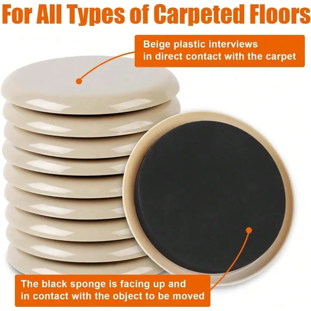 10-Pack Furniture Sliders – Reusable Floor Protectors for Hardwood, Carpet & Easy Moving