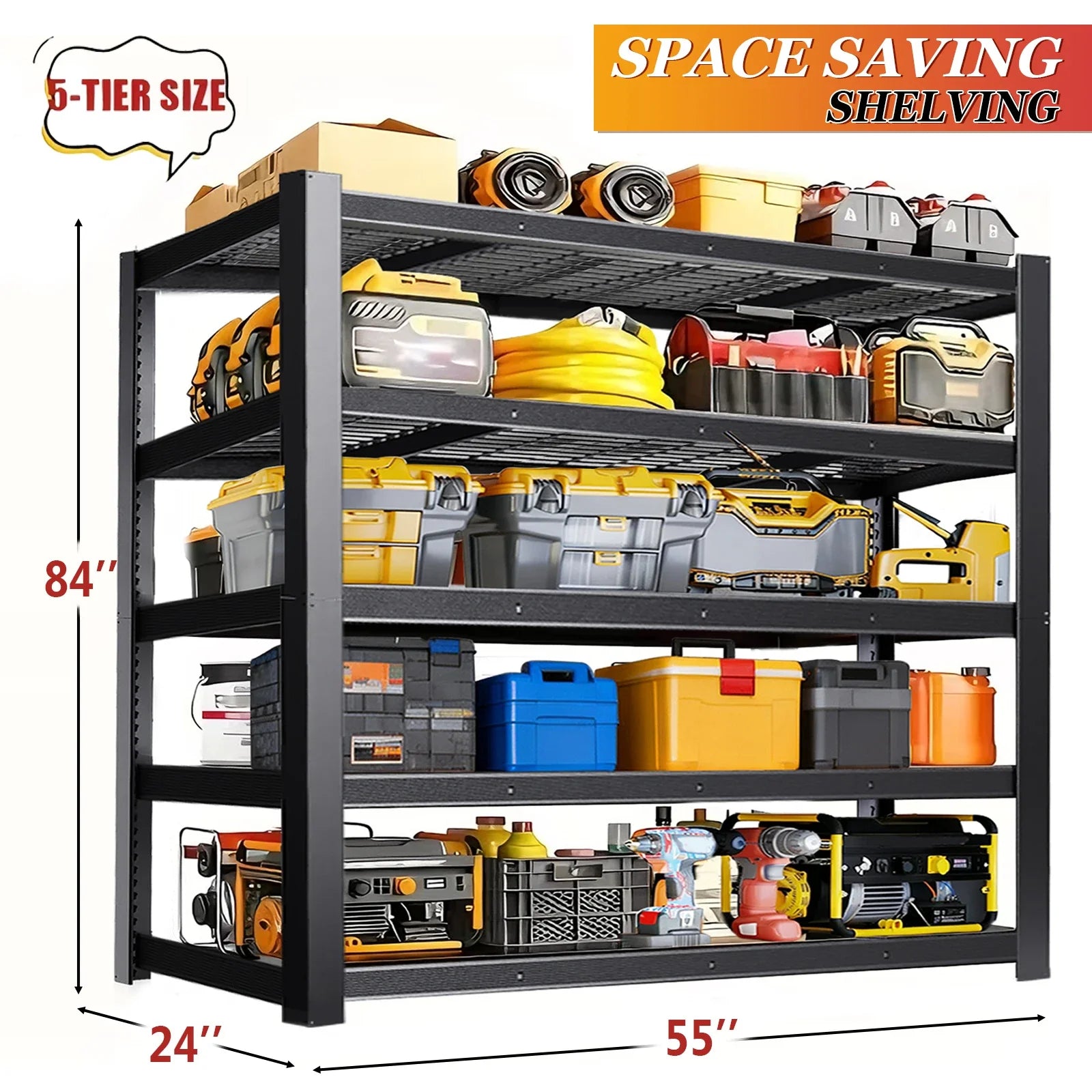 84-Inch Heavy-Duty Metal Storage Rack – Industrial Freestanding Garage & Warehouse Shelving