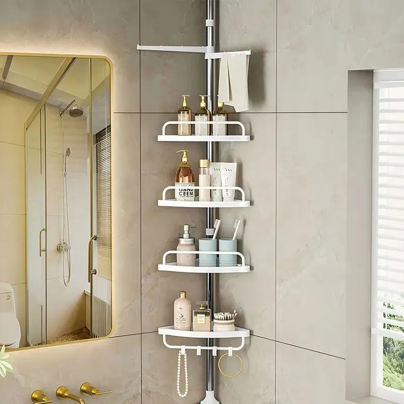 Corner Shower Bar Organizer – Floor-Standing Bathroom Towel Rack & Shower Storage Stand