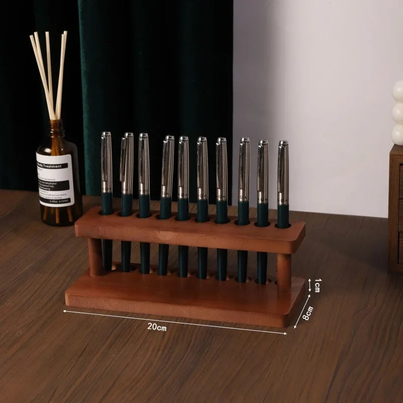 Walnut Wood Desk Organizer – Pen Holder, Phone Stand & Office Supply Storage Station