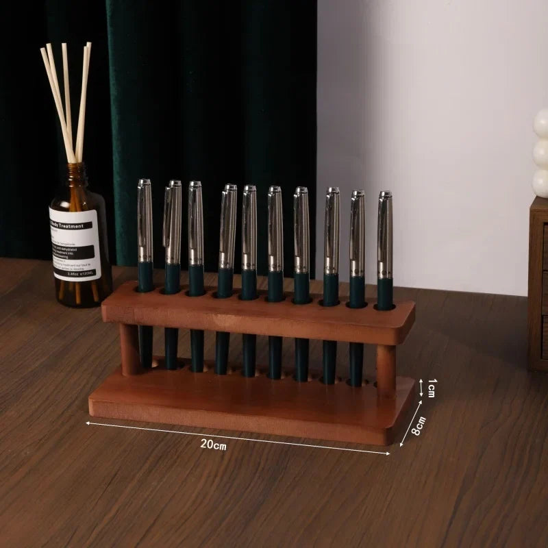 Walnut Wood Desk Organizer – Pen Holder, Phone Stand & Office Supply Storage Station