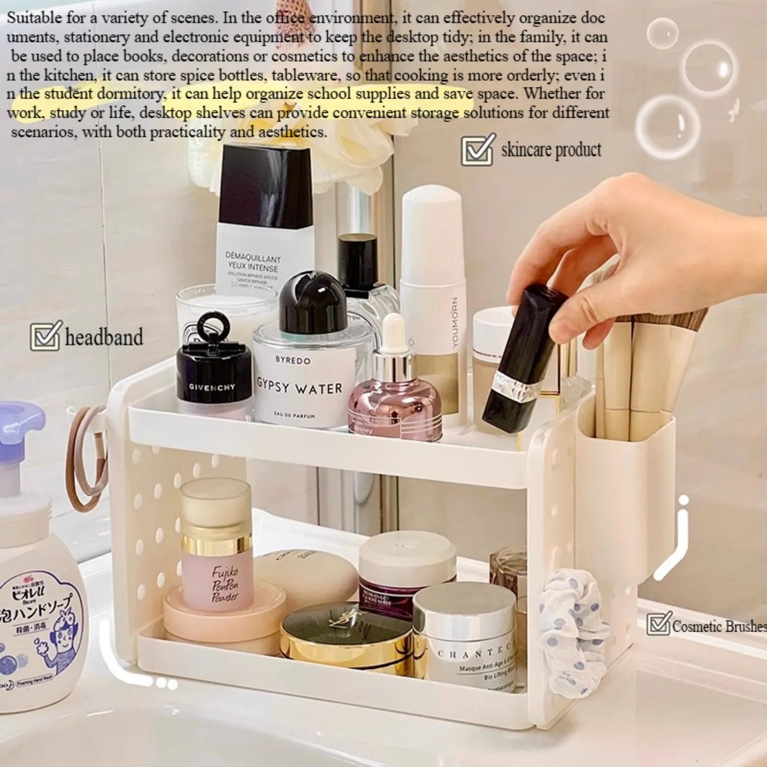 3-Tier Desktop Organizer – Desk Shelf, Pegboard & Pen Holder for Office and Study Storage