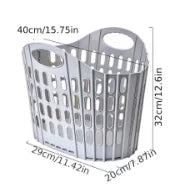 Foldable Plastic Laundry Hamper – Ventilated Collapsible Clothes Basket with Built-In Handles
