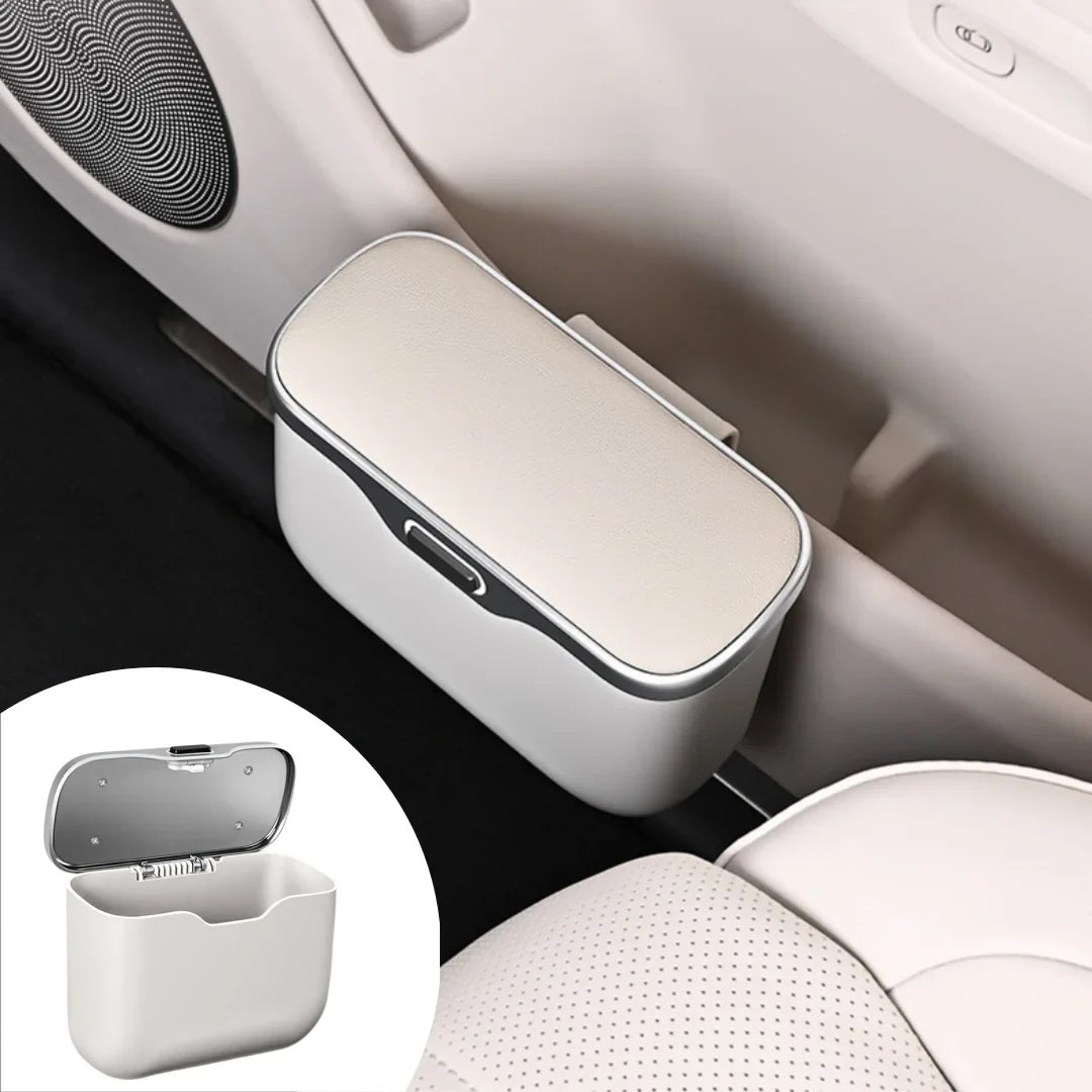Car Trash Can with Lid – Hanging Wet/Dry Vehicle Waste Bin & Interior Storage Organizer