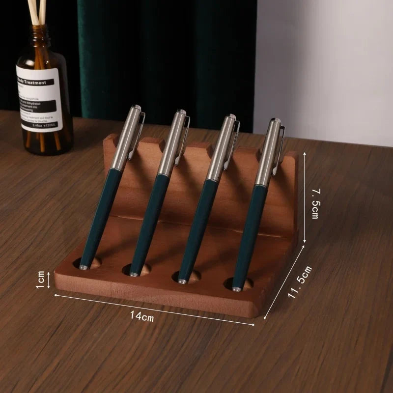 Walnut Wood Desk Organizer – Pen Holder, Phone Stand & Office Supply Storage Station