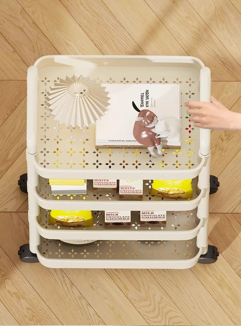 Multi-Tier Rolling Utility Cart – Floor-Standing Trolley with Handle for Kitchen, Bathroom & Snacks