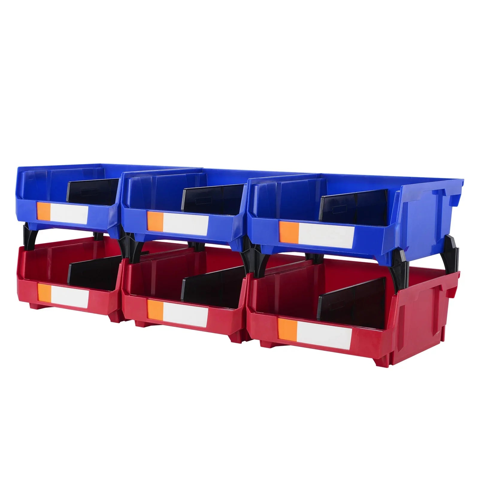6-Piece Stackable Garage Storage Bin Set – Hanging Organizer Containers for Parts & Supplies